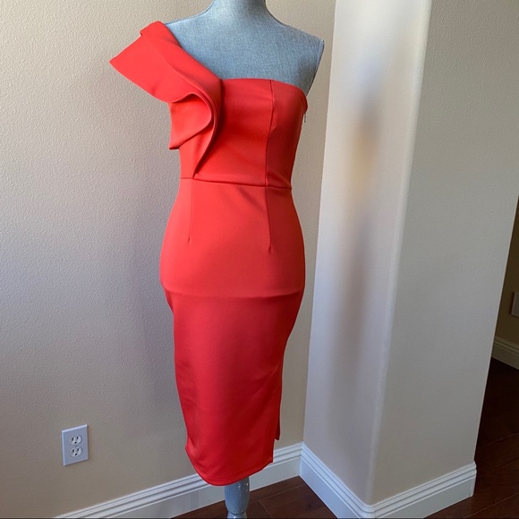 asos red one shoulder dress